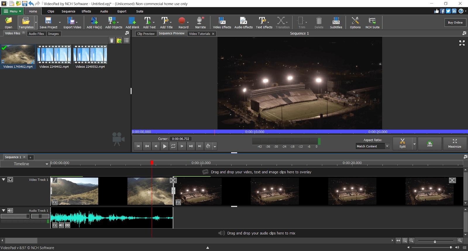 VideoPad 操作介面